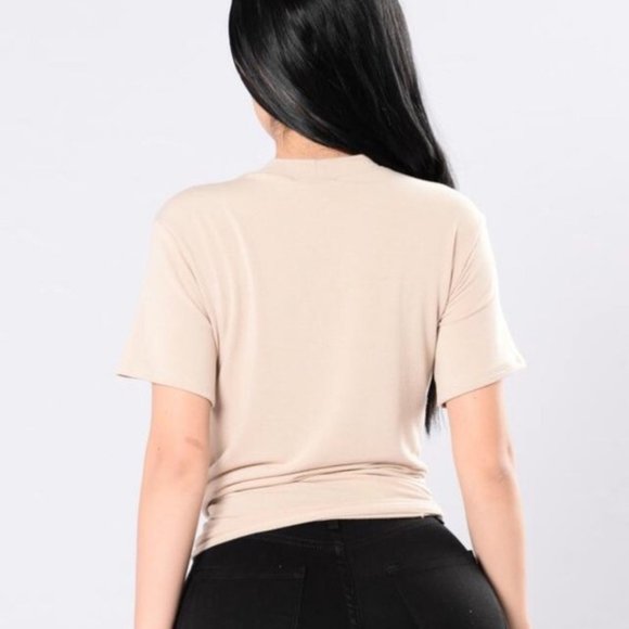 FASHION NOVA LACE UP TOP IN NUDE - Picture 2 of 8